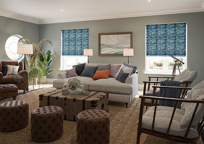 Melody Velvet, Blue Lagoon - Motorised Roman Blind - Image 6